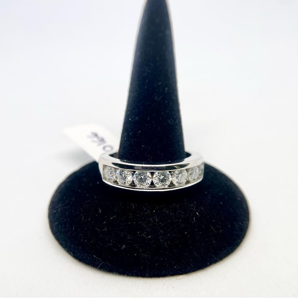 Mens 7 Stone Moissanite Band Anniversary Ring Wedding Band 925 18K GRA - Picture 3 of 10